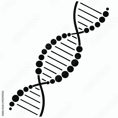 DNA icon set VECTOR, Set of DNA icons, including a double helix, chromosome, and molecular structure symbol, in vector format.