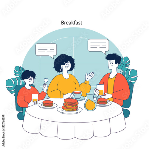 Family days at home. Flat Vector Illustration