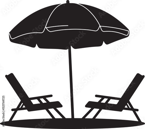Beach Chairs and Umbrella icon vector illustration