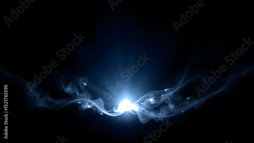 Mysterious Energy Burst: Abstract digital artwork with vibrant, flowing energy emanating from a focal point. Illustrates concepts of power and innovation.
