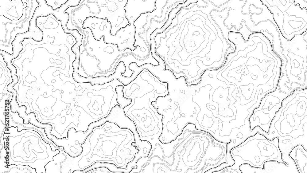 Fototapeta premium topographic map vector, imaginary landscape , black lines on white background. Topographic map. Vector background. Vector illustration