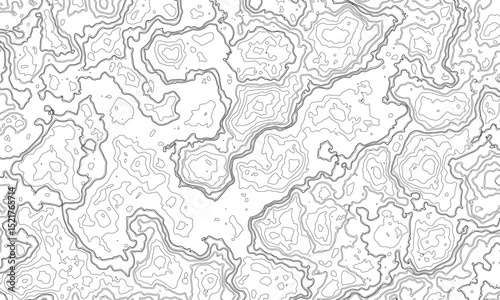 topographic map vector, imaginary landscape , black lines on white background. Topographic map. Vector background. Vector illustration