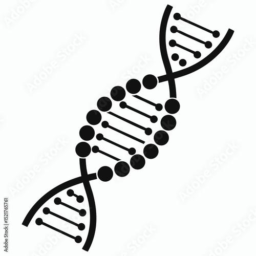 DNA icon set VECTOR, Set of DNA icons, including a double helix, chromosome, and molecular structure symbol, in vector format.