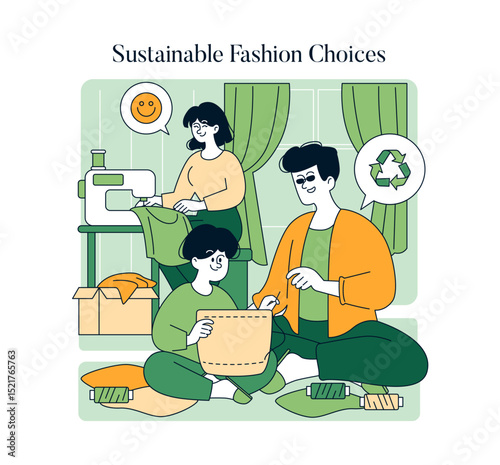 Sustainability At Home. Flat Vector Illustration