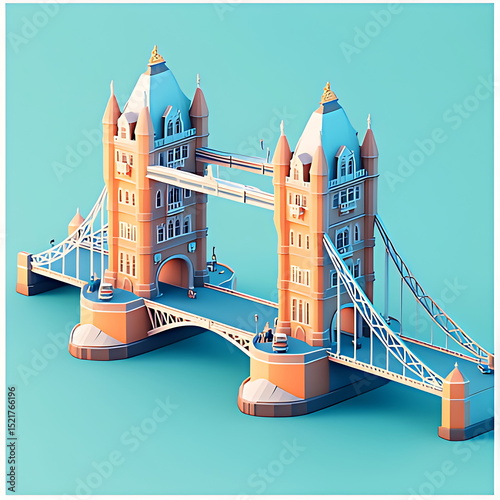 3D cartoon Tower Bridge icon