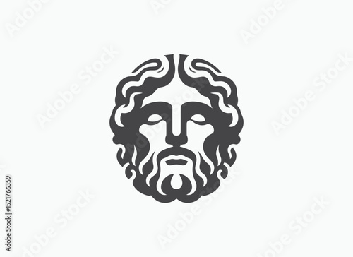Greek God Minimal Logo, Greek Man Minimal Logo, Greek Face, Man Face, Greek God Vector, Greek God Illustration, Greek God Silhouette, Zeus, Poseidon, Hades