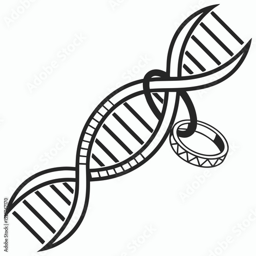 DNA icon set VECTOR, Set of DNA icons, including a double helix, chromosome, and molecular structure symbol, in vector format.