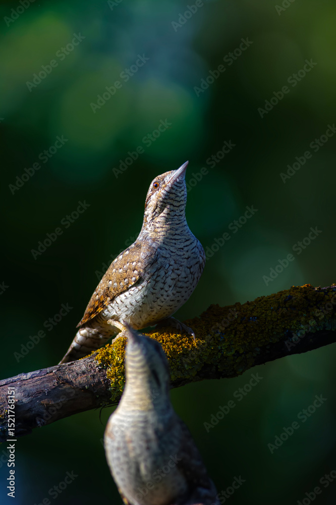 Fototapeta premium A different species of woodpecker.Nature background. Eurasian Wryneck. Jynx torquilla.