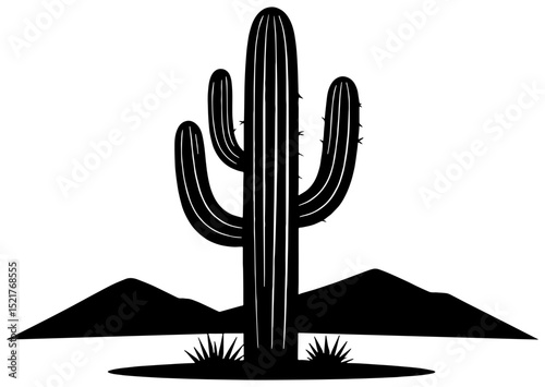 Cactus in desert vector illustration, isolated 
