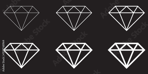 Diamond icon set. diamond gems vector icon.