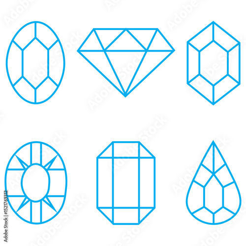 Diamond icon vector for web and mobile app. diamond gems sign and symbol. Set of different brilliant icon. Diamond icon set Isolated on white background. Diamonds gems, luxury gemstones crystals