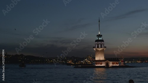 Wallpaper Mural Magnificent view of Istanbul Maiden's Tower as the weather gets dark Torontodigital.ca