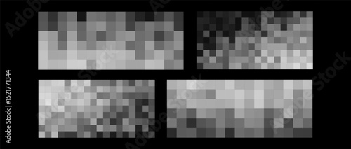 Abstract pixel noise pattern, grayscale AI neural network visualization. Data activation map or digital signal distortion texture. Tech research background. Vector illustration.