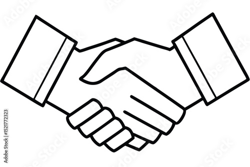 Line Art Illustration of Two Business Professionals in a Formal Handshake Agreement