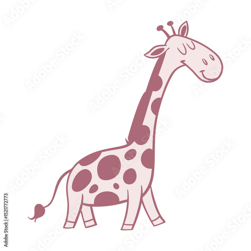 Cute Cartoon Giraffe Vector Illustration with Long Neck Friendly Design for Children s Projects