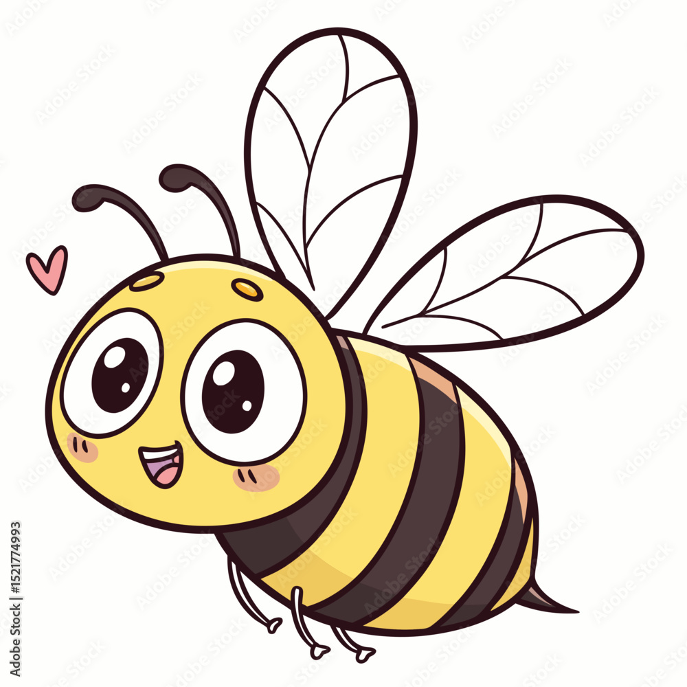 Obraz premium Kawaii Bee Clipart with Big Eyes 