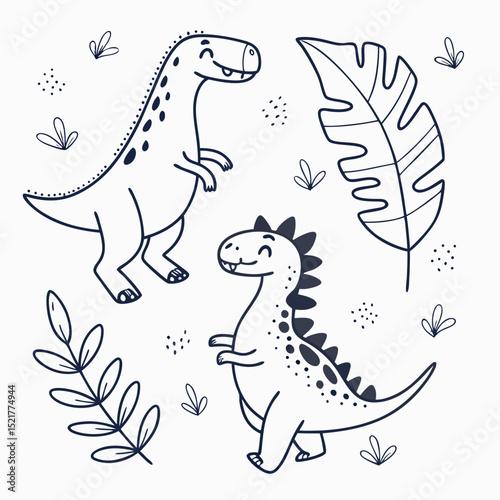 Hand Drawn Dinosaur Clipart Doodle Style
