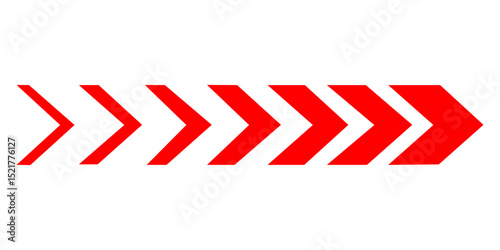  series of red chevron arrows pointing to the right isolated on a white background.
