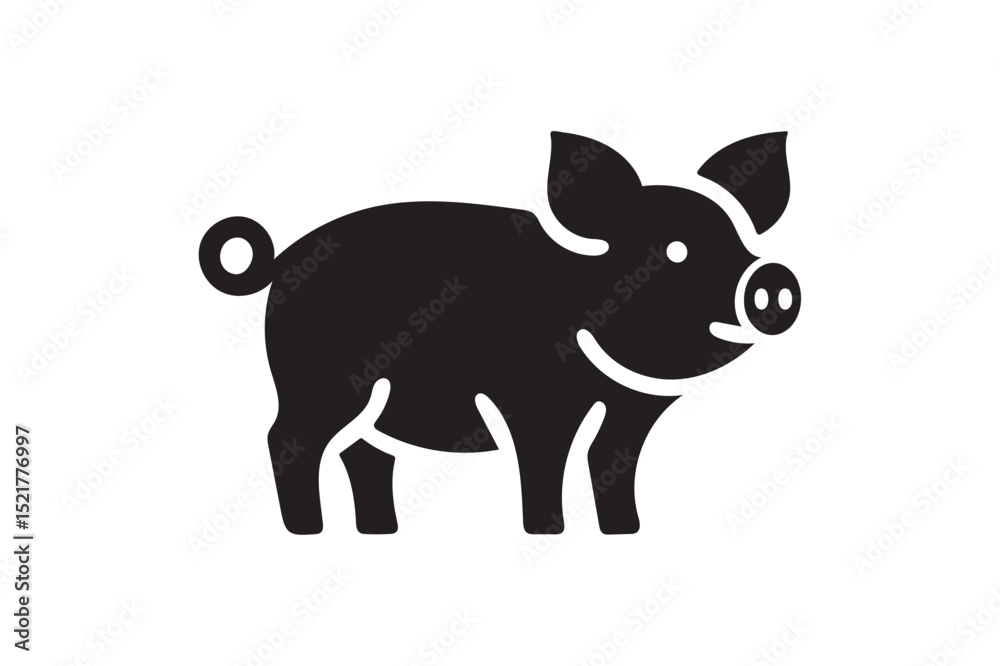 Fototapeta premium Pig icon silhouette on white background.