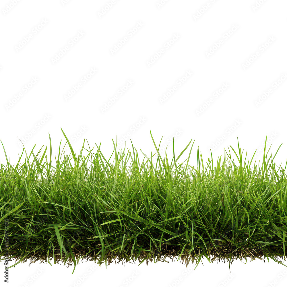 Fototapeta premium Fresh green grass grows vibrantly in a sunny garden during mid-afternoon