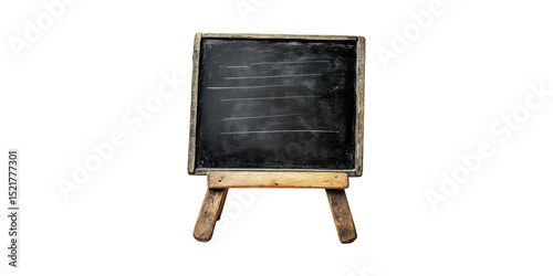 Rustic Wooden Framed Blackboard With Chalk Lines. Education And Communication Tool Isolated On Transparent Background