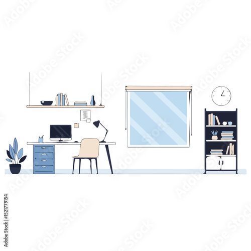 Vector illustration design of an office room for motion graphics