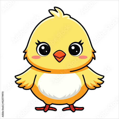 Kawaii style cute chick vector isolated on white. Perfect for childrens designs, Easter, and playful animal graphics.