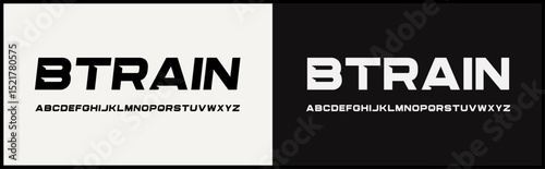 Futuristic bold vector font. Uppercase alphabet with modern and tech typography.