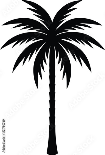 Minimalist Palm Tree Silhouette On A Stark White Background