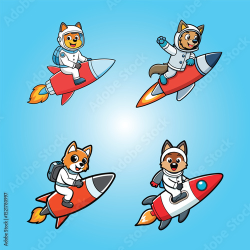 Cute Belgian Shepherd Astronaut Riding Rocket Bundle