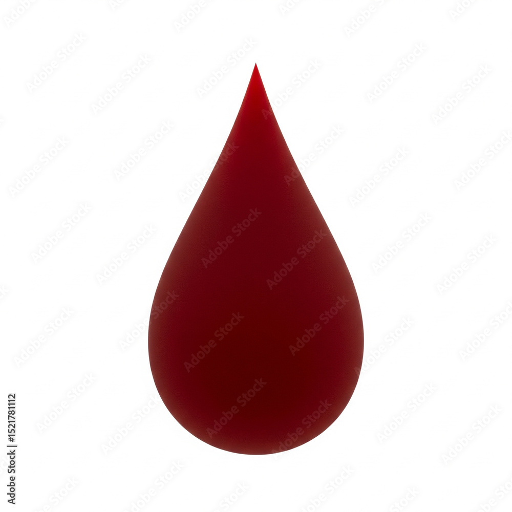 Matte dark red blood drop isolated on white background Matte dark red blood drop isolated on white background