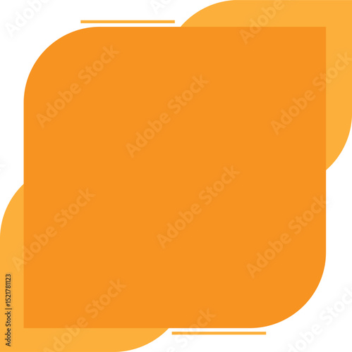 a blank orange banner with rounded corners and decorative lines isolated  on a white background