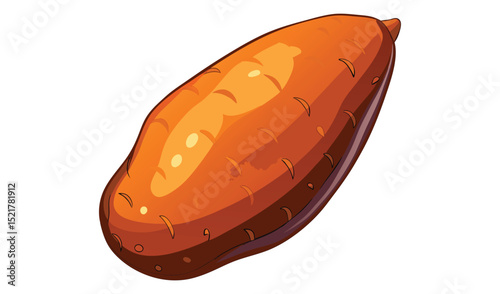 Photo of roasted sweet potato isolated on white background