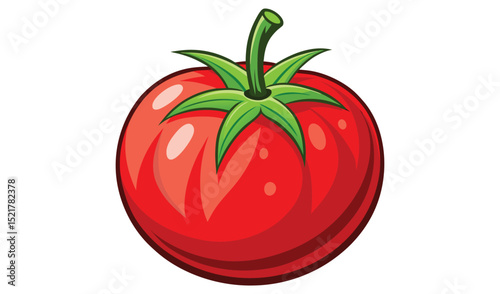 Photo of illustration of a red tomato isolated on white background