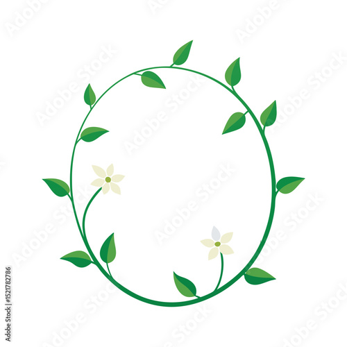 White Flower Vine Frame Nature Theme