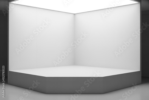 Wallpaper Mural Minimalist Hexagonal Display Platform in a Modern White Room Torontodigital.ca