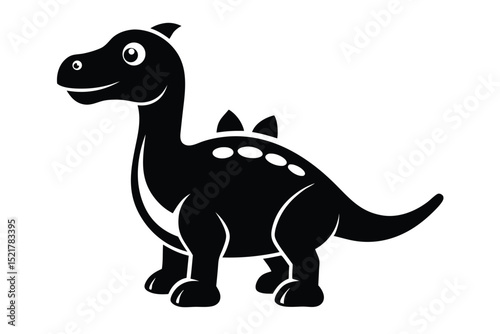 Silhouette of a Cute Cartoon Dinosaur with Spots and Spikes on Back