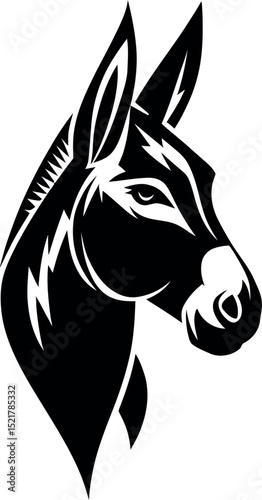 Black and White donkey Head – Minimalist Line Art Vector Illustration for Logo or Print Design