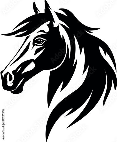 Black and White horse Head – Minimalist Line Art Vector Illustration for Logo or Print Design