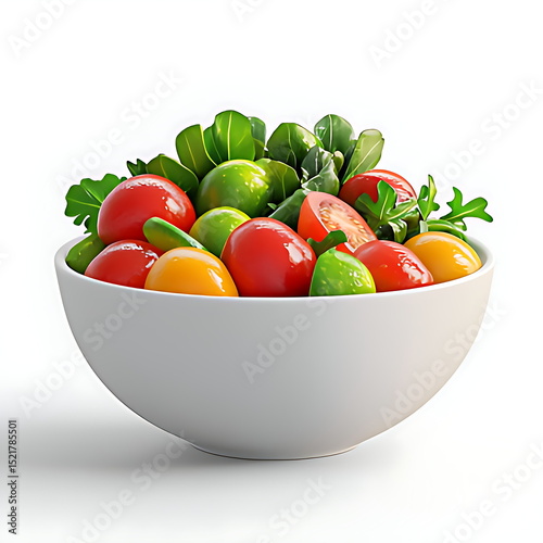 3D cartoon a bowl of salad with vegetables