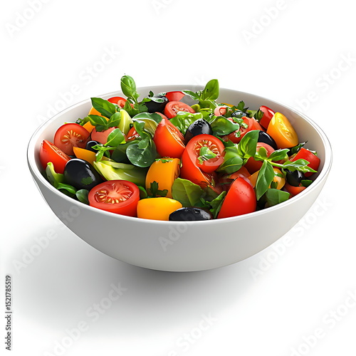3D cartoon a bowl of salad with vegetables