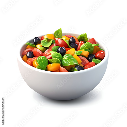3D cartoon a bowl of salad with vegetables