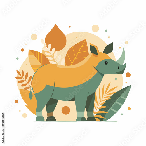 World Rhino Day Vector Illustration on White Background