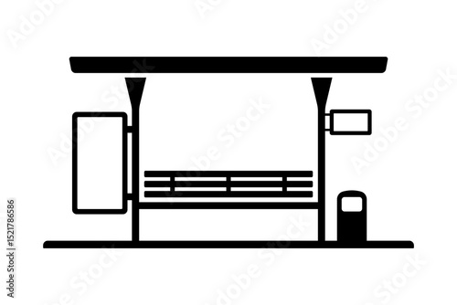 Bus stop icon. Black silhouette. Front view. Vector simple flat graphic illustration. Isolated object on white background. Isolate.