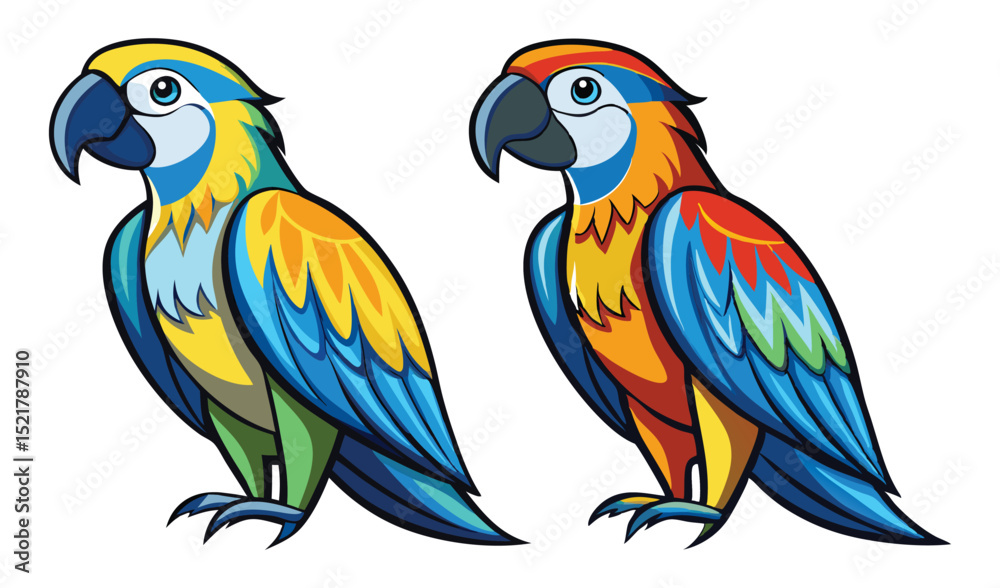 Obraz premium Photo of two colorful parrots isolated on white background