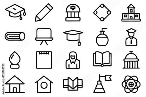 Vector Educations Outline 30 Icon Collection Simple Illustration.