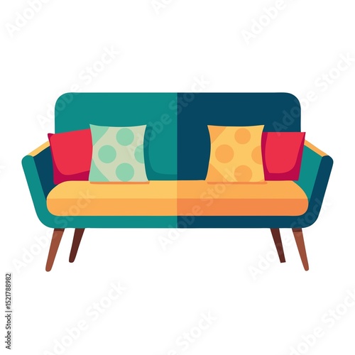 red sofa in a room for your design