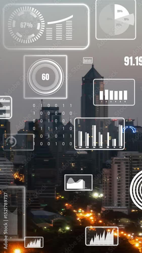 Business data analytic interface fly over smart city showing alteration future of business intelligence. Computer software and artificial intelligence are used to analyze big data for strategic plan . Business data analytic interface fly over smart city showing alteration future of business intelligence. Computer software and artificial intelligence are used to analyze big data for strategic plan .