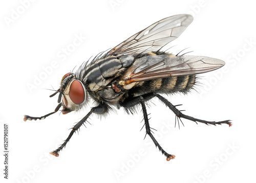 House fly on white background