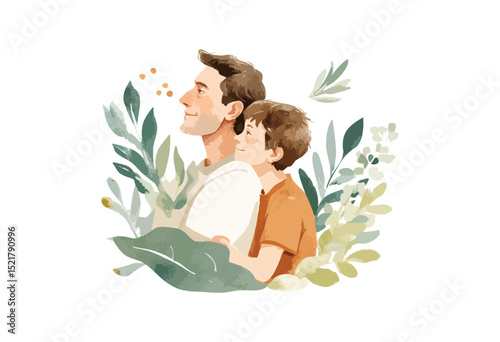 Happy dad and son